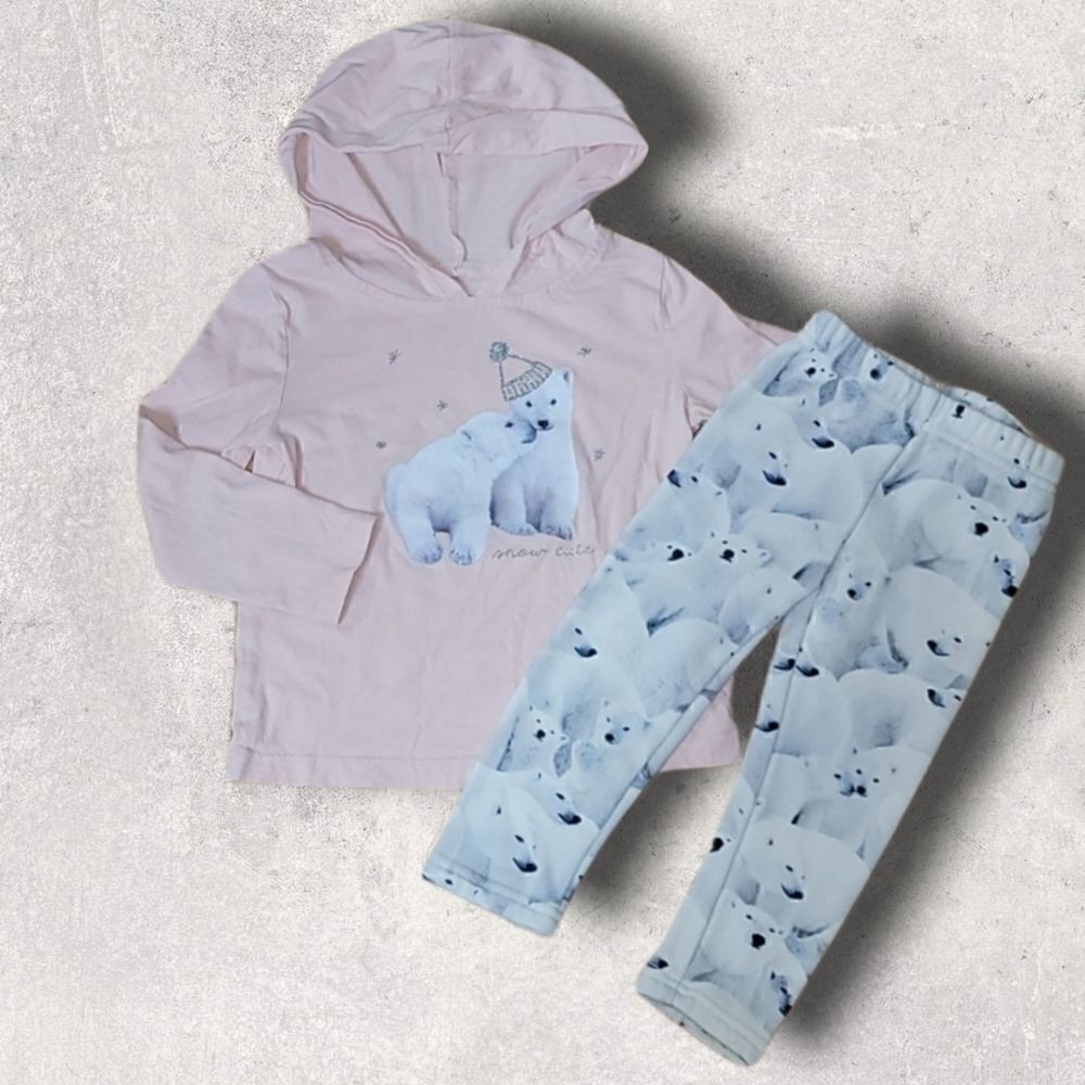 CARTER'S 2-PIECE PINK AND WHITE POLAR BEAR OUTFIT, Size 2T